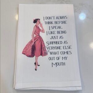 Funny sassy Vintage Style Kitchen tea Towel with Pink Dress Design